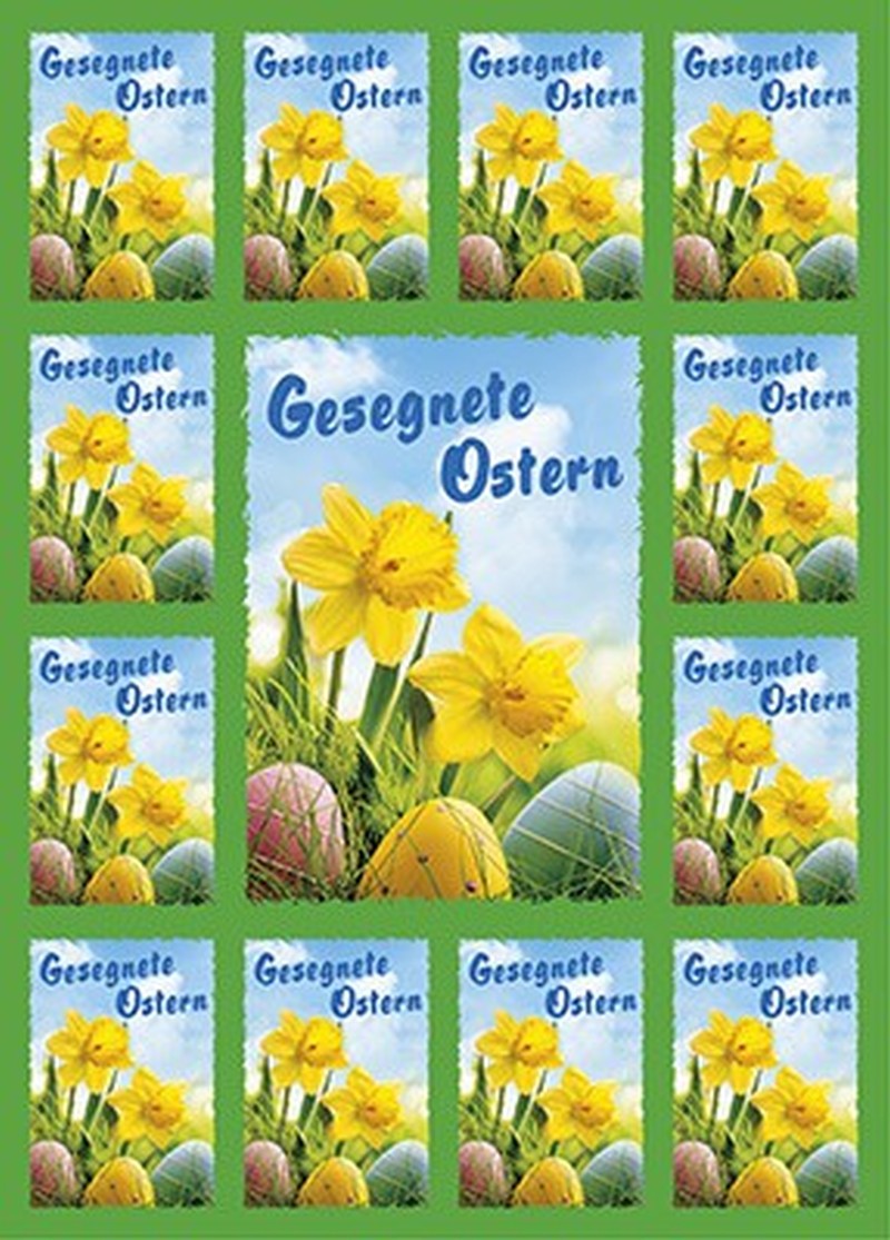 Aufkleber-Gruß-Karten: Gesegnete Ostern - 12 Stück